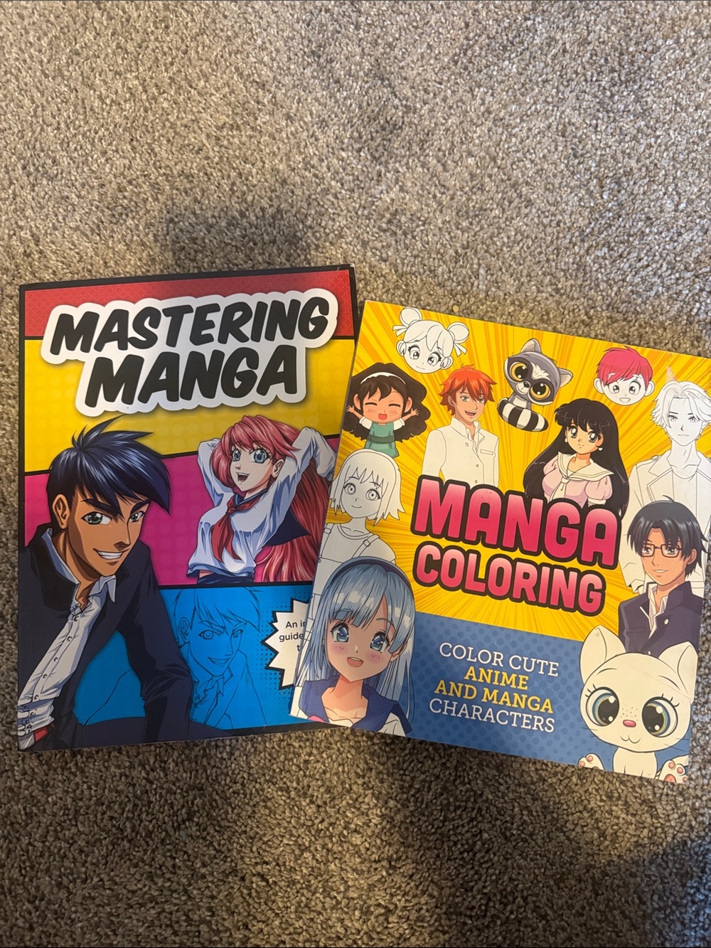 Mastering Manga & Manga Coloring Activity Books — Yellow and Pink Covers